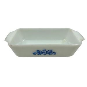 Vintage Anchor‎ Hocking FireKing Milk Glass Casserole Dish 1 Qt Blue Cornflower